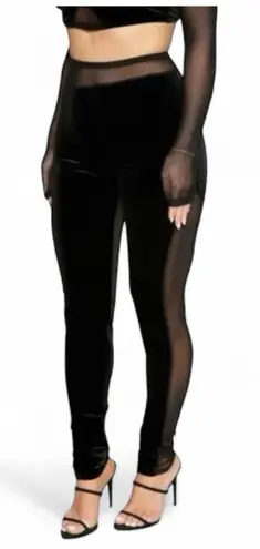 Naked Wardrobe Velvet Mesh-Trim Leggings size Large NWOT