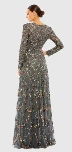 Mac Duggal NWT 5496 Embellished Illusion High Neck Long Sleeve A Line Gown Sz 16