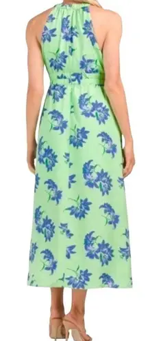 Likely Karrica Maxi Dress Green Blue Floral Print Cut Out Halter Size 8 NEW