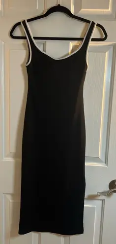 Crescent Black Sheath Midi Dress Spaghetti Strap