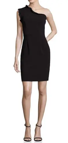 Black Halo Pravella Ruffled One-Shoulder Sheath Dress
