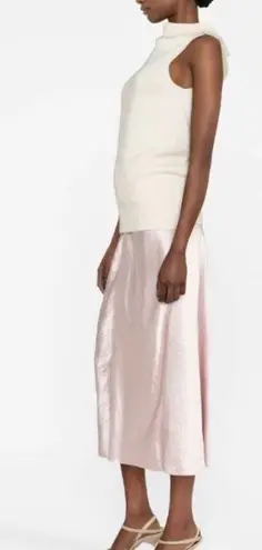 Vince raw edge light pink shiny slip skirt