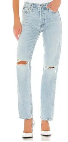 RE/DONE  Originals High Rise Loose Denim Straight Jeans Bleach Destroyed Women 26