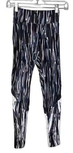 925 Fit Leggings Womens Small Black White Pink Stripe Casual Workout Athleisure