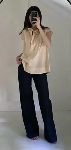 Soeur Tanger Poplin Shirt in Creme Size FR 38 Retail $185 Yellow Size M