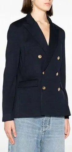 Polo  Ralph Lauren Double Breasted Knitted Blazer Peak Lapel Navy Blue Women's 0