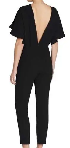IRO Ruffled Crepe Singles Open V-Back Cropped Jumpsuit Black Women's FR/ 34 US 2