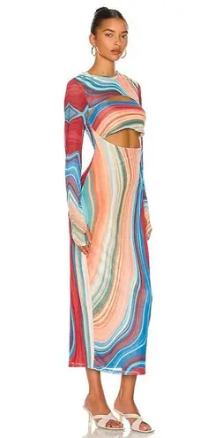 AFRM Matera Matera Dress Blue Abstract Womens Size Small