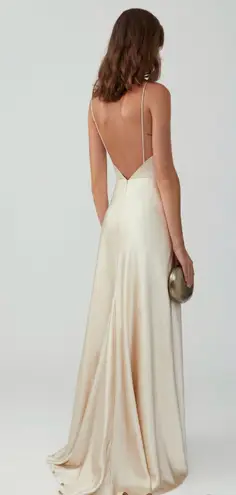 Fame and Partners Strappy Draped Gown in champagne