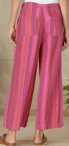 Sundance NWT Hana Stripe Pink Wide Leg Pants Size PM Medium Petite Boho Beachy