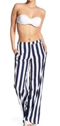 ONIA  Wide Leg Pants White Blue Navy Mila
Beach Striped Anthropologie Médium