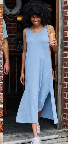 Free Fly • Bamboo Heritage Midi Dress maxi tank jersey knit Heather Flint grey Gray