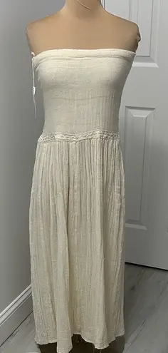 Jen's Pirate Booty Jen’s Pirate Booty Cream Gauze Strapless Maxi/Midi Dress - Image 1