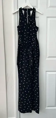 Ann Taylor  Black White Polka Dot Racerback Tie Waist Pants Jumpsuit 6