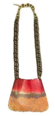 Sibilia Brass Statement Necklace Copper Red Like New Gold