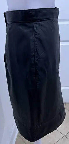 EXPRESS Vintage Limited  100% Leather Black Midi Skirt