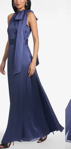 NEW Sachin & Babi KAYLA DEEP COBALT Tie Neck Maxi Crinkle Dress sz 12 Blue