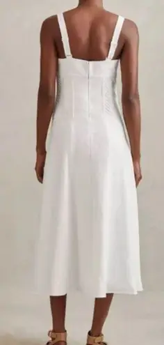 Reiss Etta Linen Sleeveless Corset Midi Dress White Size 10 NEW