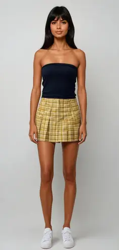 The Comfy And Ready Plaid Skorts In Yellow Size XS