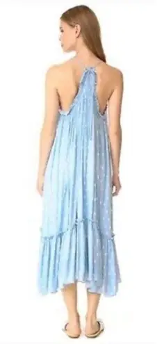 MISA Los Angeles Tassel Thale Maxi Dress Blue Womens Small