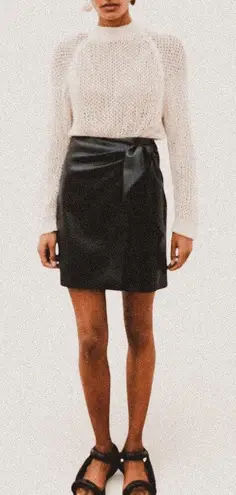 Nanushka basics Black Vegan Leather Side Tie Mini Skirt | Quiet Luxury small