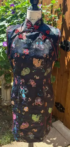 Vintage 90’s Solz Squirrel Cheongsam Qipao Dress Black Size 38 US Size S 4/5 EUC
