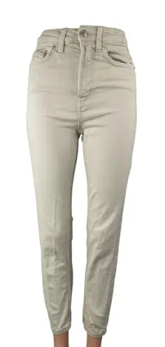 Stradivarius Women's Beige High Rise Slim Fit Skinny Denim Mom Jeans Pants Sz 2