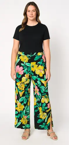 Denim & Co . Beach Jersey Petite Wide Leg Pant with Slits - Size Large Petite