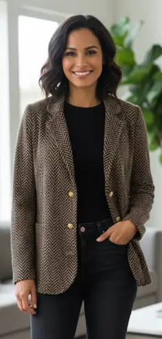 BlOOMINGDALES Brown Black Herringbone 2