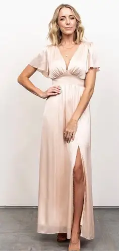 Baltic Born Preston Satin Maxi Dress in Champagne Size Medium NEW