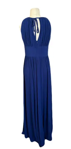 R & M Richards  Sleeveless Long Formal Gown Prom Dress Halter Beaded Royal Blue Size 6 