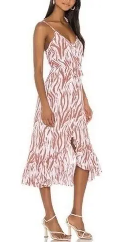 Rails Frida Rust Zebra Midi Dress Sleeveless Ruffle Front Tie Waist Women’s L - Image 2