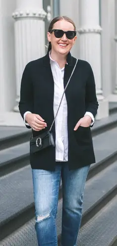 J.Crew  Sophie Open Front Sweater Blazer Merino Wool Blend Black 3X - Image 1