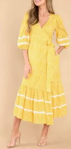 Olivia James the Label Claire Scatter Golden Dress NWT Sz. M Yellow Size M
