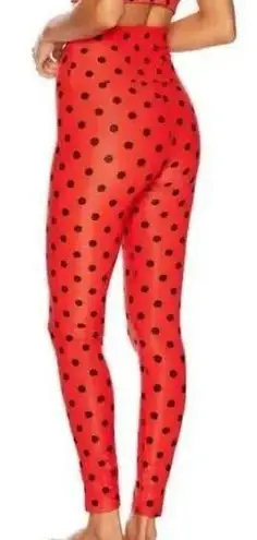 Beach Riot Ayla Polka Dot Leggings Red Ribbed Womens X-Small Activewear Workout