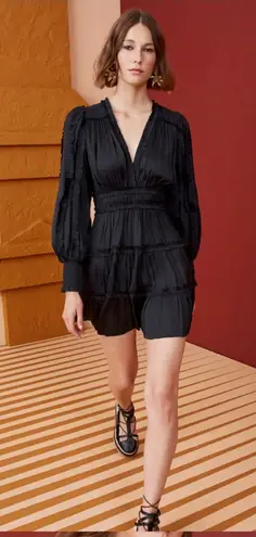 Ulla Johnson Amara Dress In Noir Ruffle Tiered Mini Cocktail Size 8