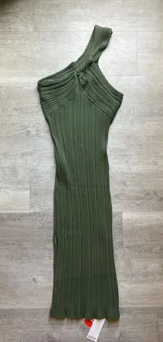 Cider (NWT) One Shoulder Ribbed Midi Dress Size L