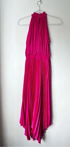 Petal and Pup  Dominique Hot Pink Satin Pleated Maxi Dress 6