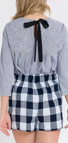 English Factory English Factory Pleated Stripe Top with Back Ribbon Blue/White NWT Size XS