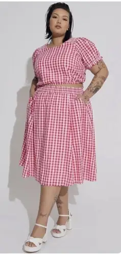 Torrid  Pink Gingham Midi Seersucker Smocked Skirt, Cropped Top Set size 6X - Image 1