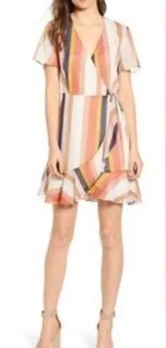 All in Favor Multicolor Isabella Striped Wrap Sundress, Women's Extra Small