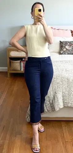 Vintage Michel Klein Paris Crop Beaded Fringe Jeans Blue Size XS