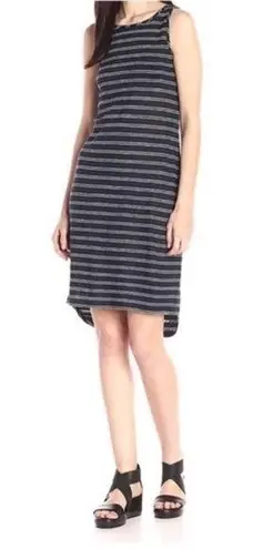 Vince  100% Linen Tank Dress in Navy Blue with White Stripes - Size L