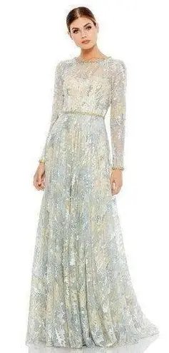 Mac Duggal Floral Lace Long-Sleeve A-Line Dress gown floral spring size 10