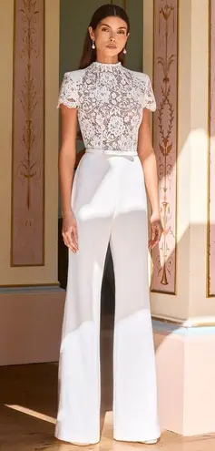 NADINE MERABI Hattie White Jumpsuit Size XXL