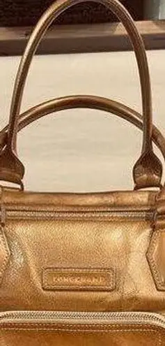 Longchamp  LEGENDE GOLD PATENT LEATHER LARGE HANDBAG