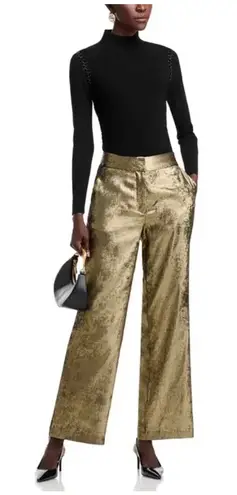 Elie Tahari NWT The Hannah Gilded Wide Leg Trousers Pants Brushed Gold sz 4 $295