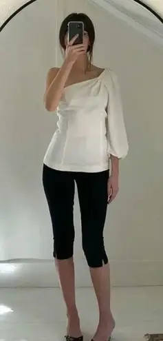 G. Label by Goop Celina One-Shoulder Puff Sleeve Top in Ivory Size 2 Retail $450