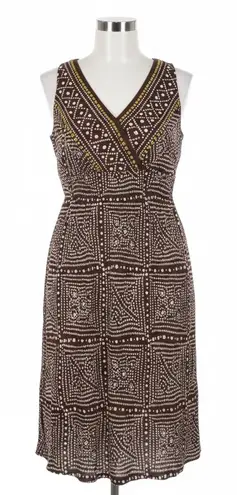 Just In Thyme Dress Brown White Dot Print Boho Tribal 12 Festival Party Office
