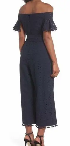 Chelsea28 NEW Off the Shoulder Eyelet Pom Jumpsuit